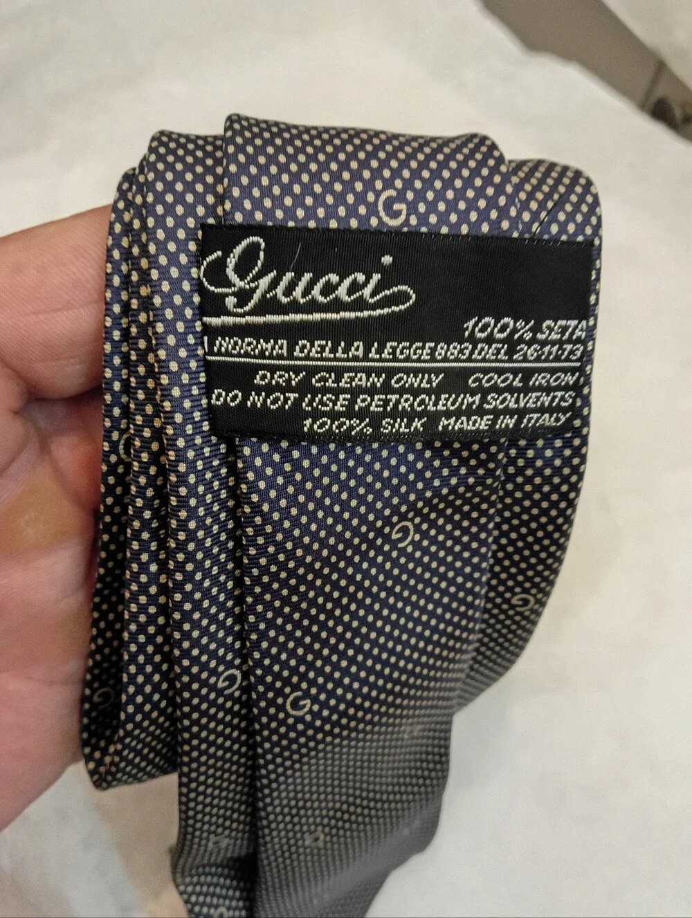 GUCCI VTG LOGO G All Over Print Rare  Skinny TIE